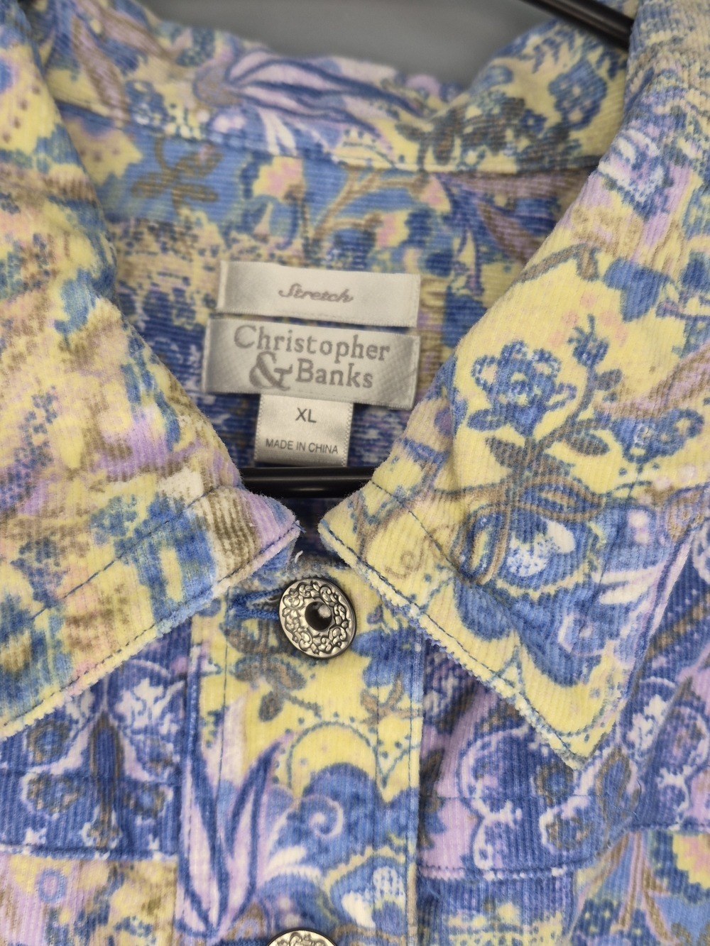 Christopher & Banks Pastel Floral Corduroy Button-Front Jacket - Picture 4 of 6